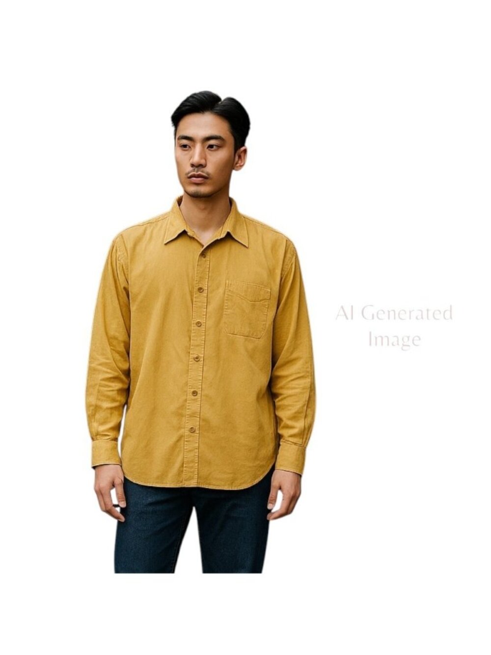Robert Villini Collezione Mens Gold Front Button Long Sleeve Shirt Size 18 34/35